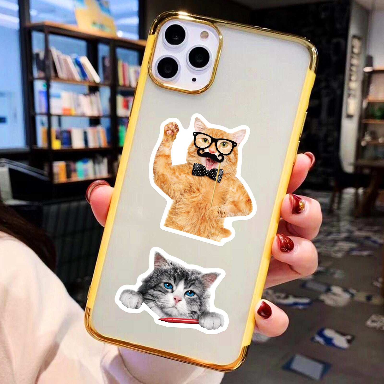 50pcs Funny Cat Waterproof Laptop Sticker Cute Decal for PC Tablet Mobile Guitar