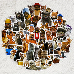 50pcs Funny Cat Waterproof Laptop Sticker Cute Decal for PC Tablet Mobile Guitar