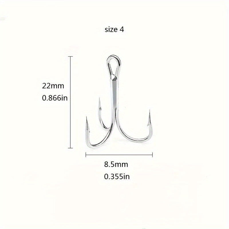 100pcs High Carbon Steel Treble Hooks Fishing Tackle