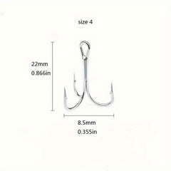 100pcs High Carbon Steel Treble Hooks Fishing Tackle