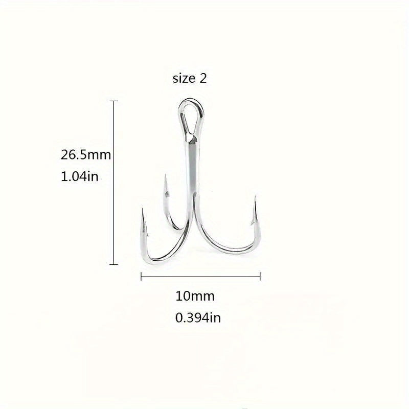 100pcs High Carbon Steel Treble Hooks Fishing Tackle