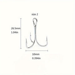 100pcs High Carbon Steel Treble Hooks Fishing Tackle
