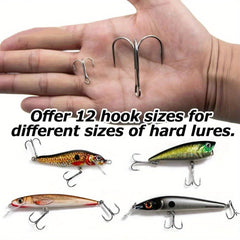 100pcs High Carbon Steel Treble Hooks Fishing Tackle