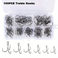 100pcs High Carbon Steel Treble Hooks Fishing Tackle