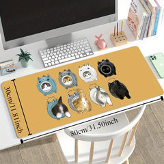 Silly Cat Cartoon Mouse Pad Funny Keyboard Laptop Desk Mat