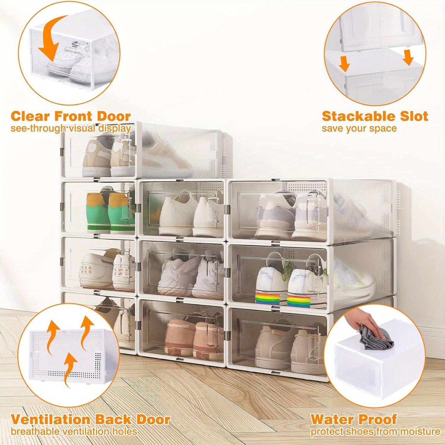 Foldable Splicing Shoe Box Storage Box Drawer Type Plastic Shoe Rack