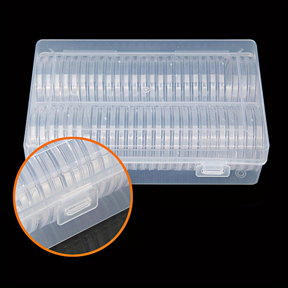 50pcs 40mm Coin Collection Protection Box, Round Box Inner Pad Storage Box