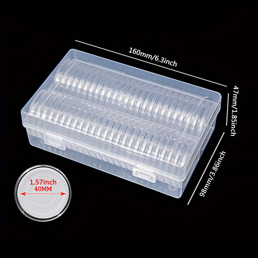 50pcs 40mm Coin Collection Protection Box, Round Box Inner Pad Storage Box