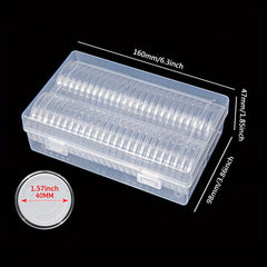 50pcs 40mm Coin Collection Protection Box, Round Box Inner Pad Storage Box