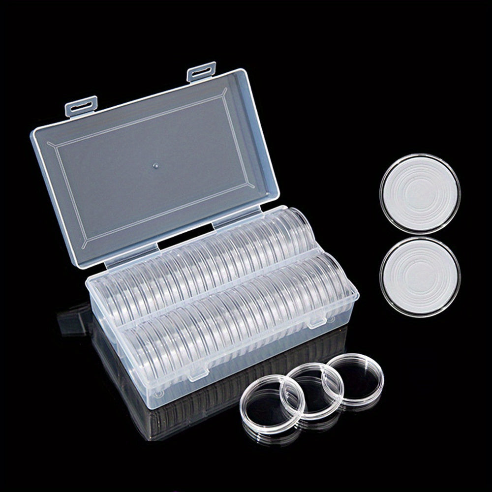 50pcs 40mm Coin Collection Protection Box, Round Box Inner Pad Storage Box
