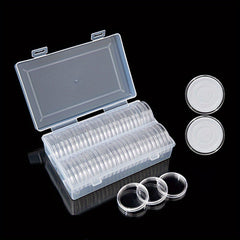 50pcs 40mm Coin Collection Protection Box, Round Box Inner Pad Storage Box