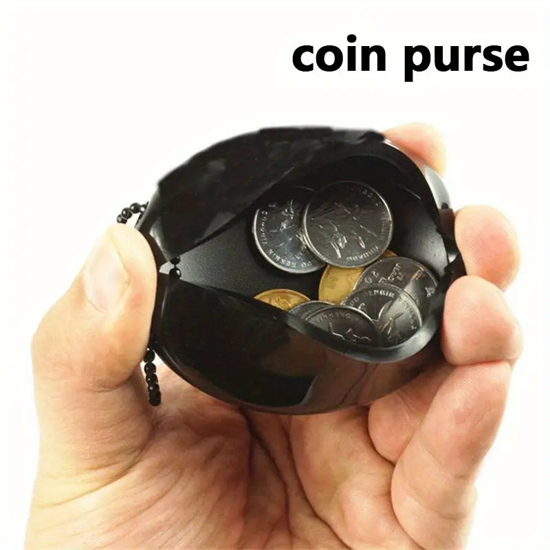 3pcs Oval Rubber Coin Bag Holder with Chain Men Women