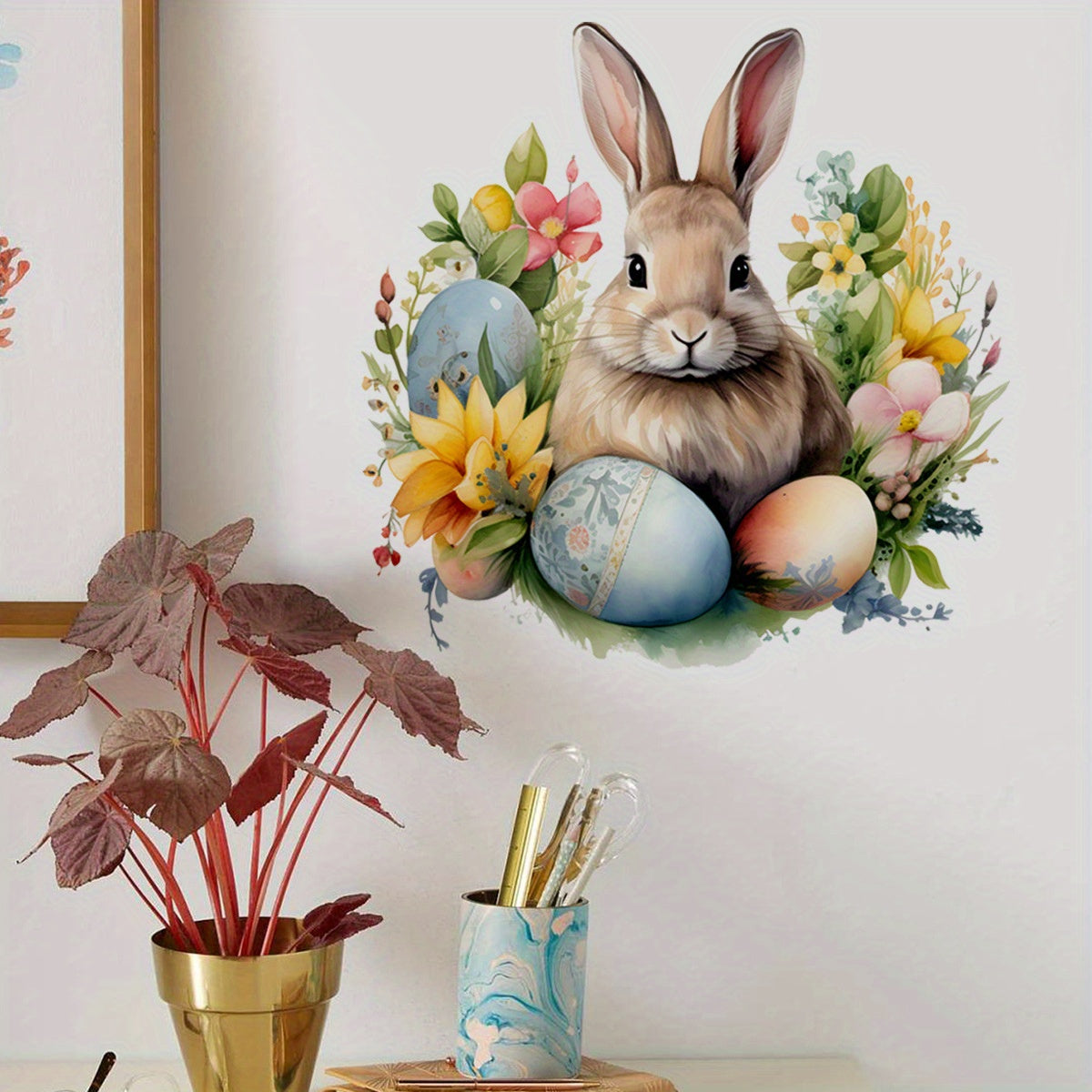 Rabbit Eggs Easter Wall Sticker Decoration Self-Adhesive Decal