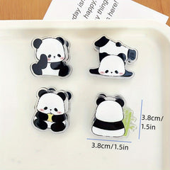 4 Panda Cartoon Clips - Multi-Purpose Cute Animal Paper Clips