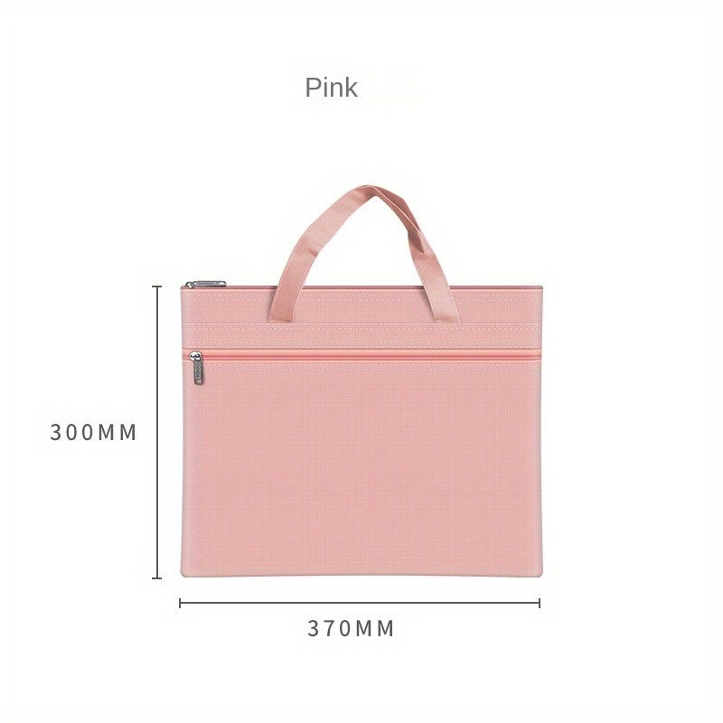 1pc Portable Document Bag A4 Double Layer Zipper Bag Lesson Book