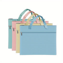 1pc Portable Document Bag A4 Double Layer Zipper Bag Lesson Book