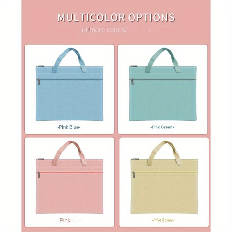 1pc Portable Document Bag A4 Double Layer Zipper Bag Lesson Book