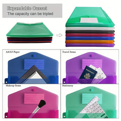 10 Pack Plastic Binder Pockets Snap Button Transparent