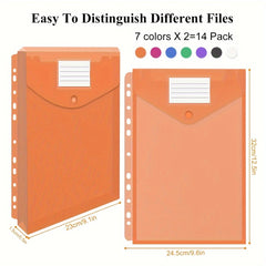 10 Pack Plastic Binder Pockets Snap Button Transparent