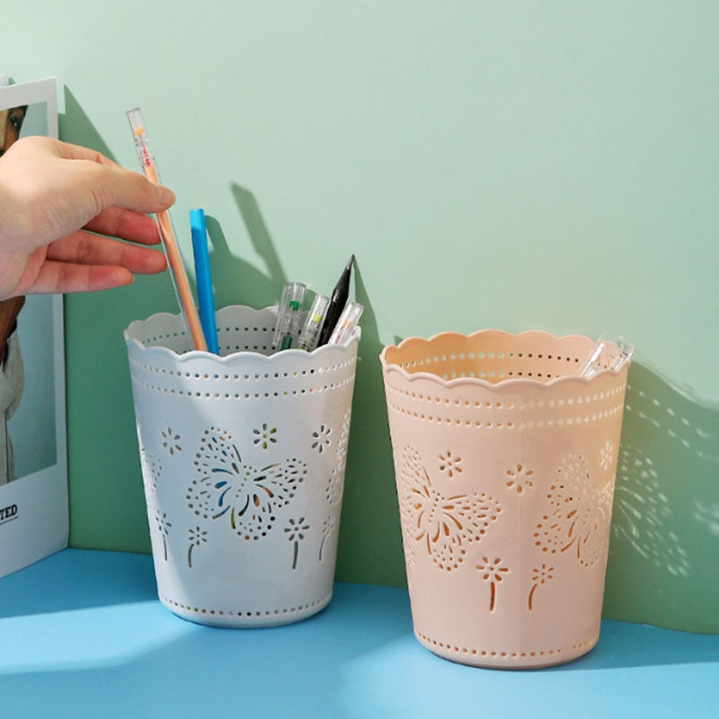 2pcs Desktop Storage Pen Holder Wastebasket Cleaning Bucket
