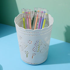 2pcs Desktop Storage Pen Holder Wastebasket Cleaning Bucket