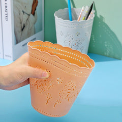 2pcs Desktop Storage Pen Holder Wastebasket Cleaning Bucket