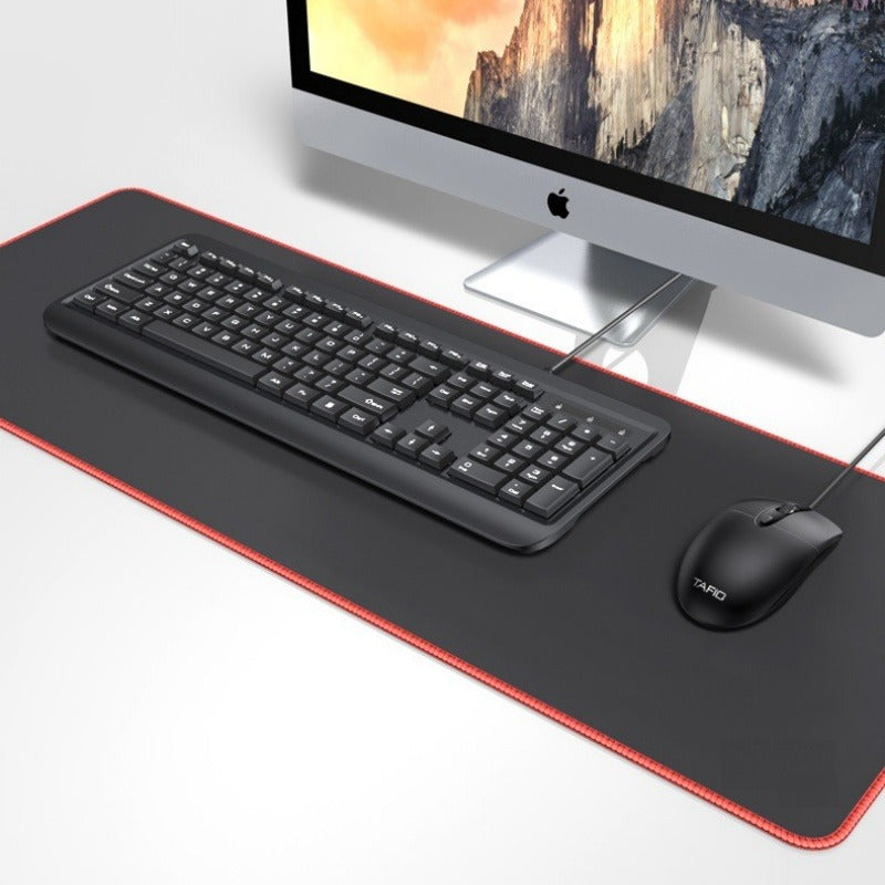Minimalist Red Lock Edge Gaming Mouse Pad Solid Desk Pad