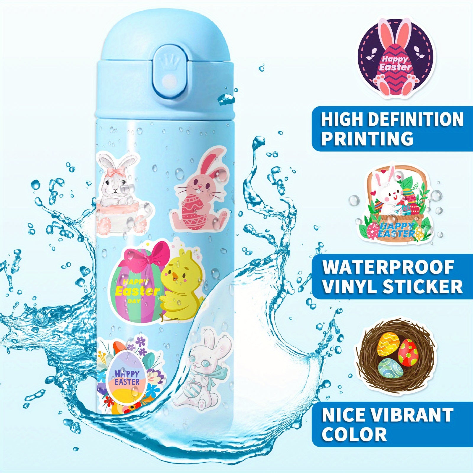 25pcs Easter Stickers Bunny and Egg Window Decals