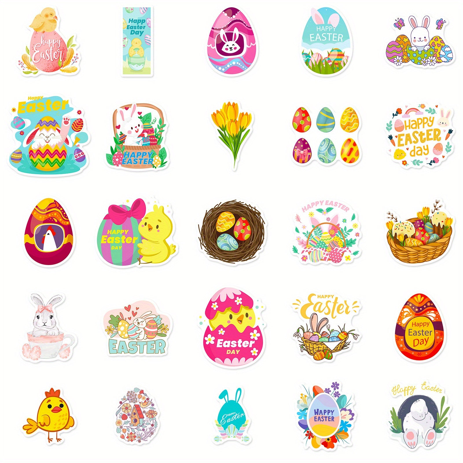 25pcs Easter Stickers Bunny and Egg Window Decals