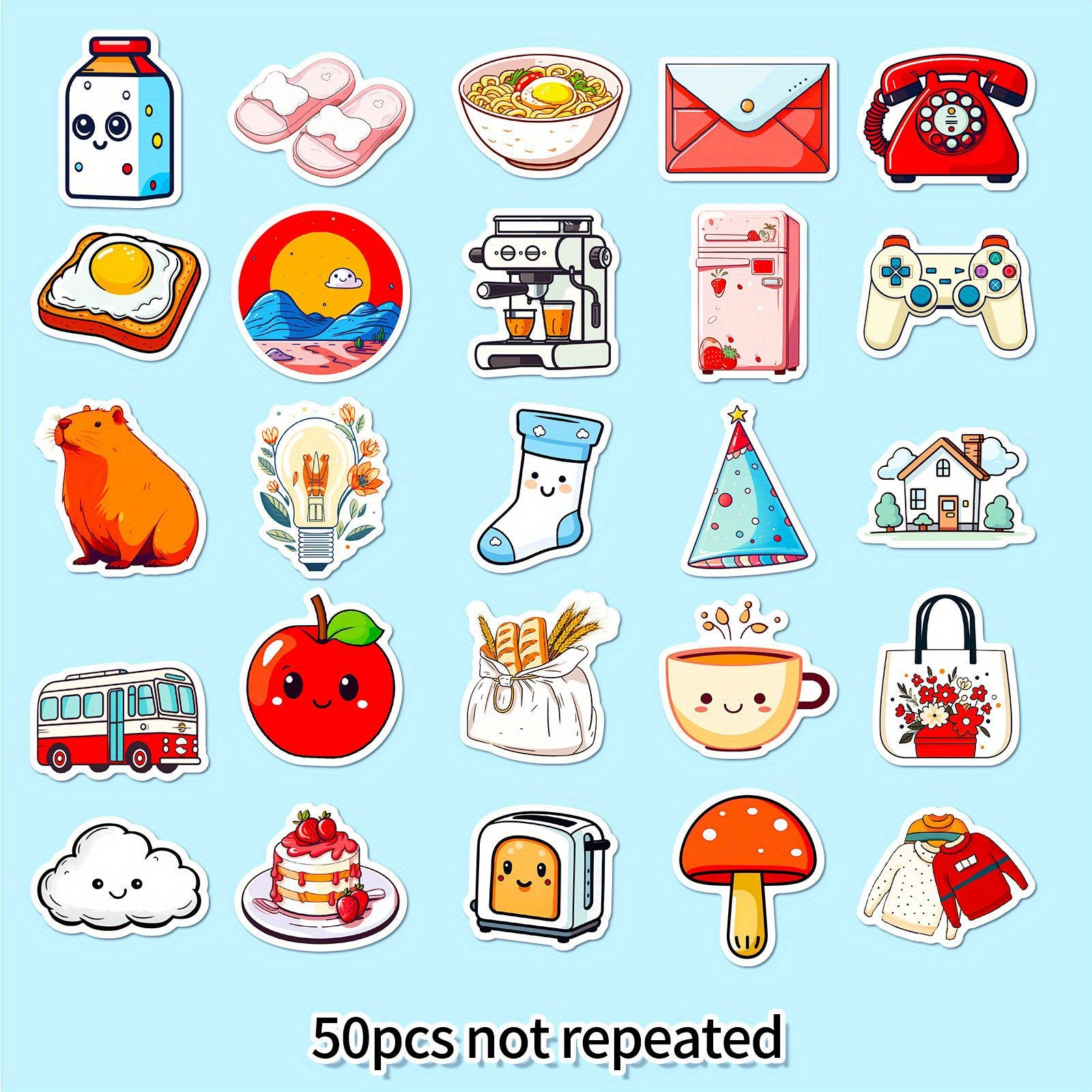 50pcs Healing Life Item Decorative Stickers Luggage Water Home Graffiti