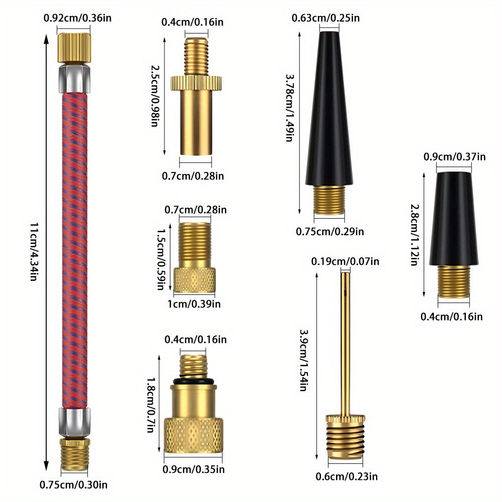 Brass Valve Adapter Extension Kit for Bicycle Tire Inflator Ball Pump Needle