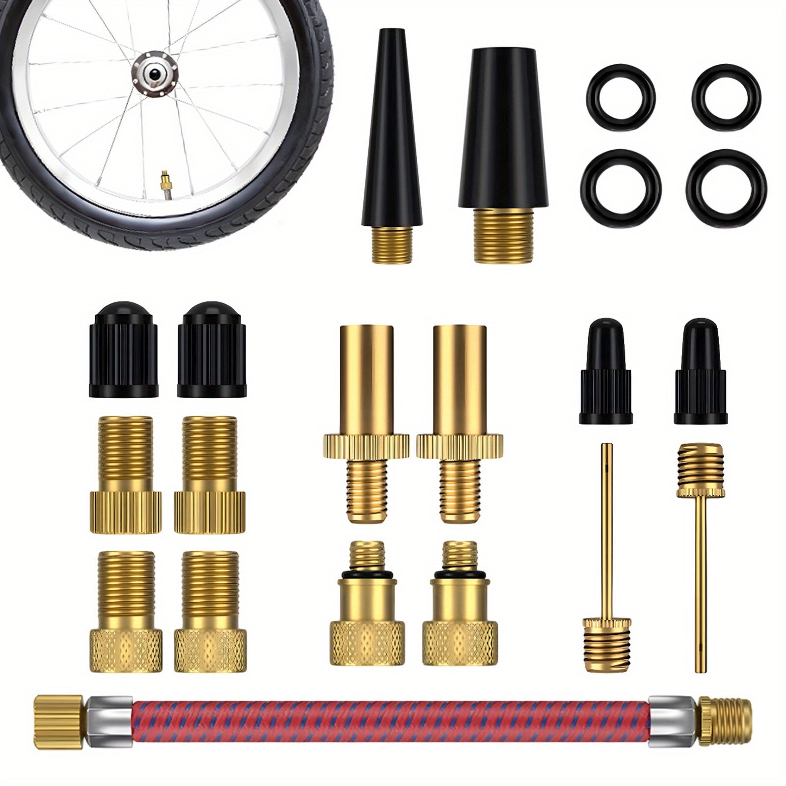 Brass Valve Adapter Extension Kit for Bicycle Tire Inflator Ball Pump Needle