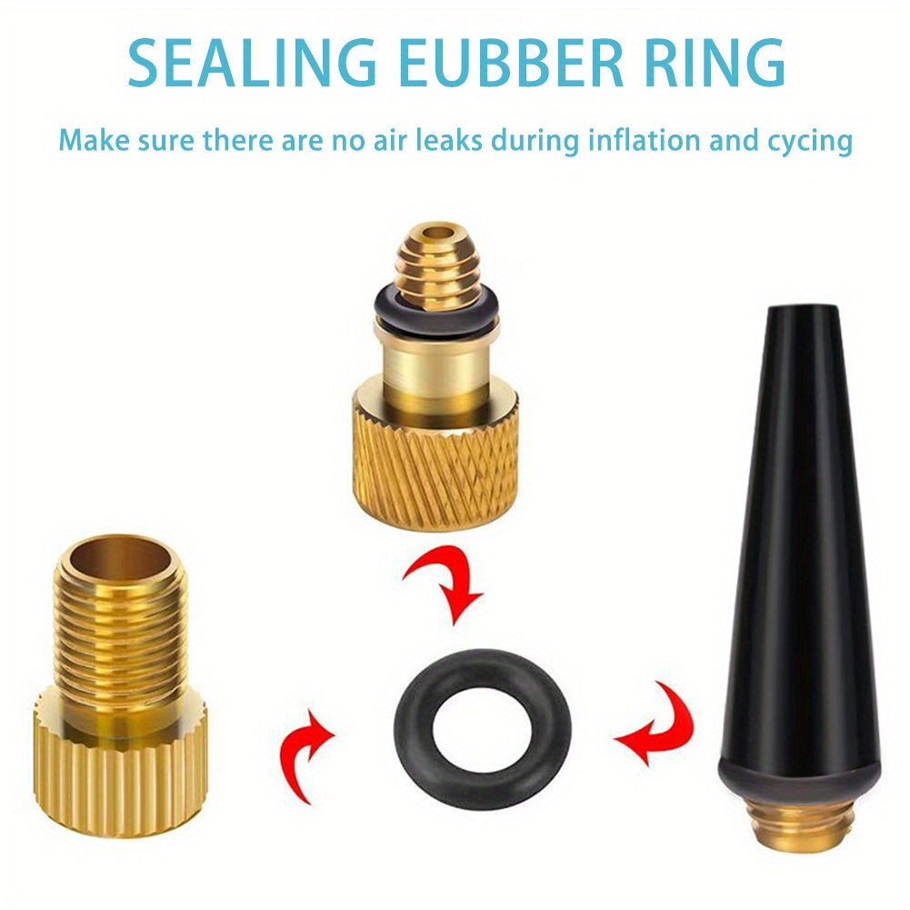 Brass Valve Adapter Extension Kit for Bicycle Tire Inflator Ball Pump Needle