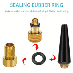 Brass Valve Adapter Extension Kit for Bicycle Tire Inflator Ball Pump Needle