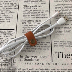 3pcs Faux Leather Cable Organizer Anti-tangle Earphone Winder