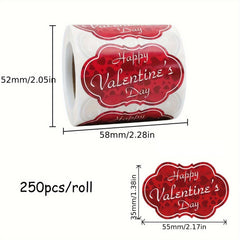 250pcs Love Valentine's Stickers Heart Shaped Sealing Stickers Gift Decoration