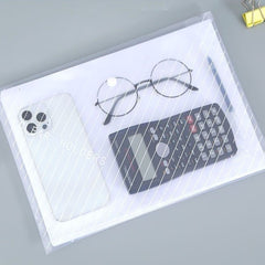 3pcs A4 File Bag Transparent Buckle Bag for Test Papers, Information, Learning