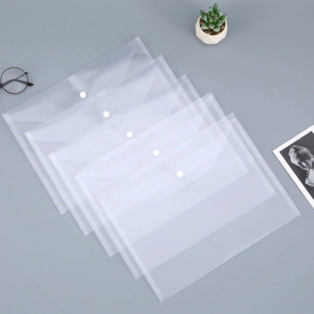 3pcs A4 File Bag Transparent Buckle Bag for Test Papers, Information, Learning
