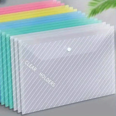 3pcs A4 File Bag Transparent Buckle Bag for Test Papers, Information, Learning