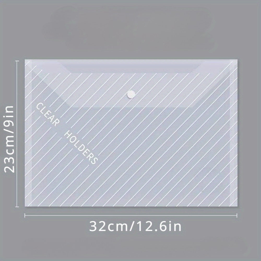 3pcs A4 File Bag Transparent Buckle Bag for Test Papers, Information, Learning
