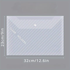 3pcs A4 File Bag Transparent Buckle Bag for Test Papers, Information, Learning