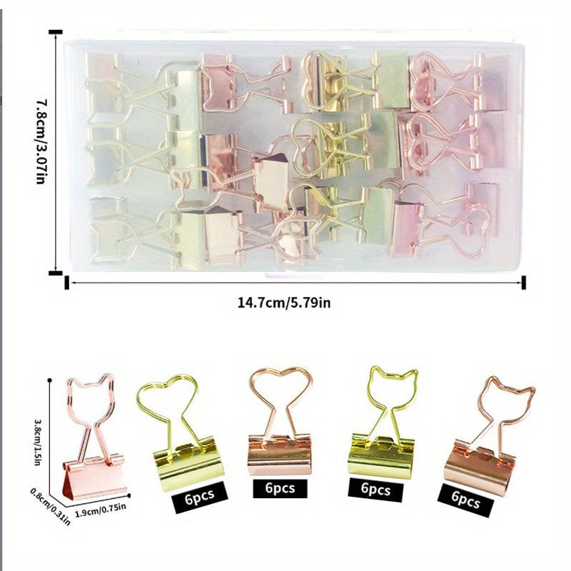 24pcs Long Tail Clip Transparent Acrylic Box Metal Receipt Folder