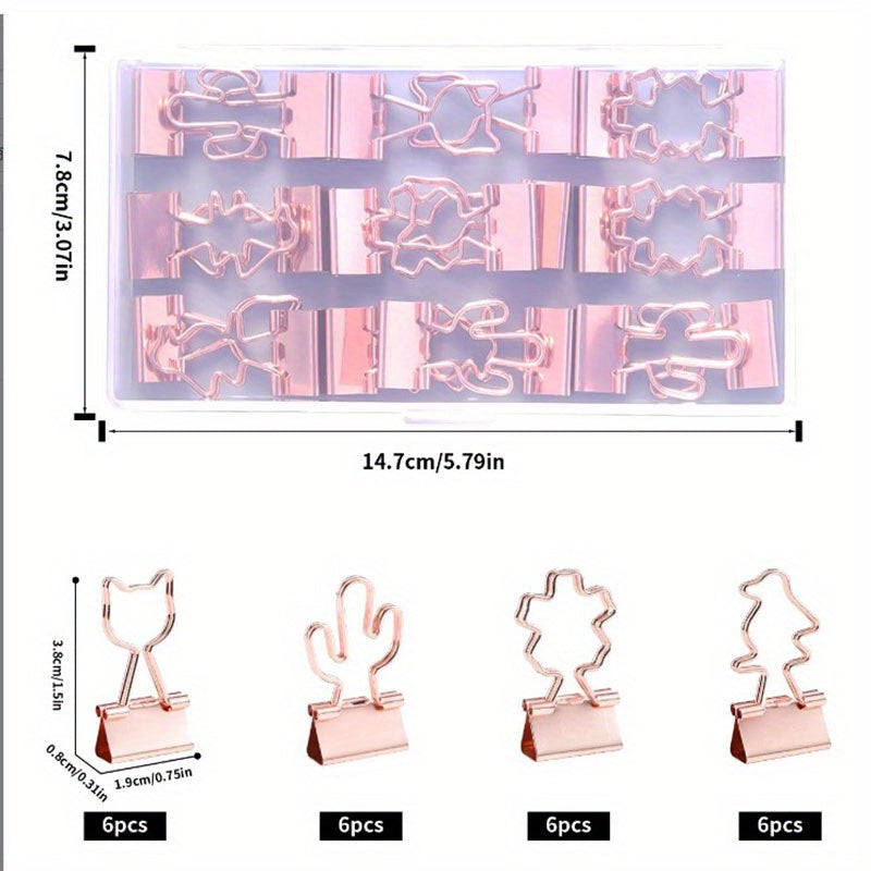 24pcs Long Tail Clip Transparent Acrylic Box Metal Receipt Folder