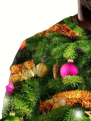 Christmas Tree Ball Print Men's Long Sleeve T-shirt Autumn Tee