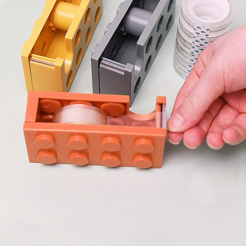 2pcs Building Block Shape Tape Cutter Desktop Tape Storage Box