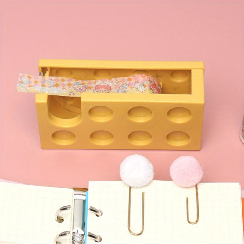 2pcs Building Block Shape Tape Cutter Desktop Tape Storage Box