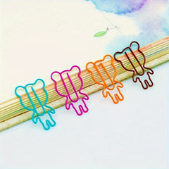20pcs Bear Paper Clips Creative Model, School Office Supplies