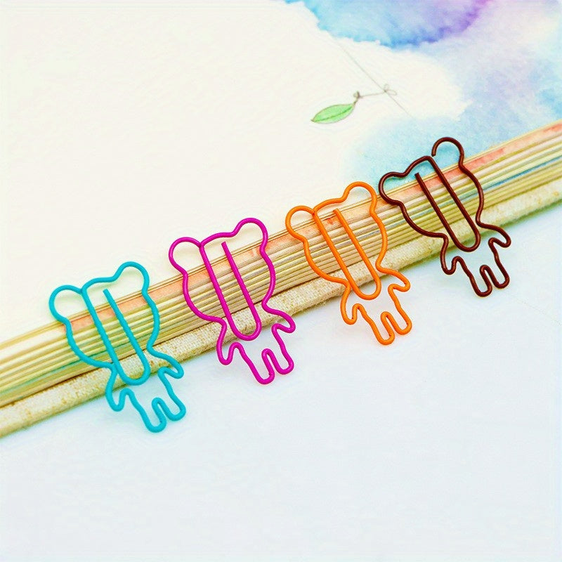 20pcs Bear Paper Clips Creative Model, School Office Supplies