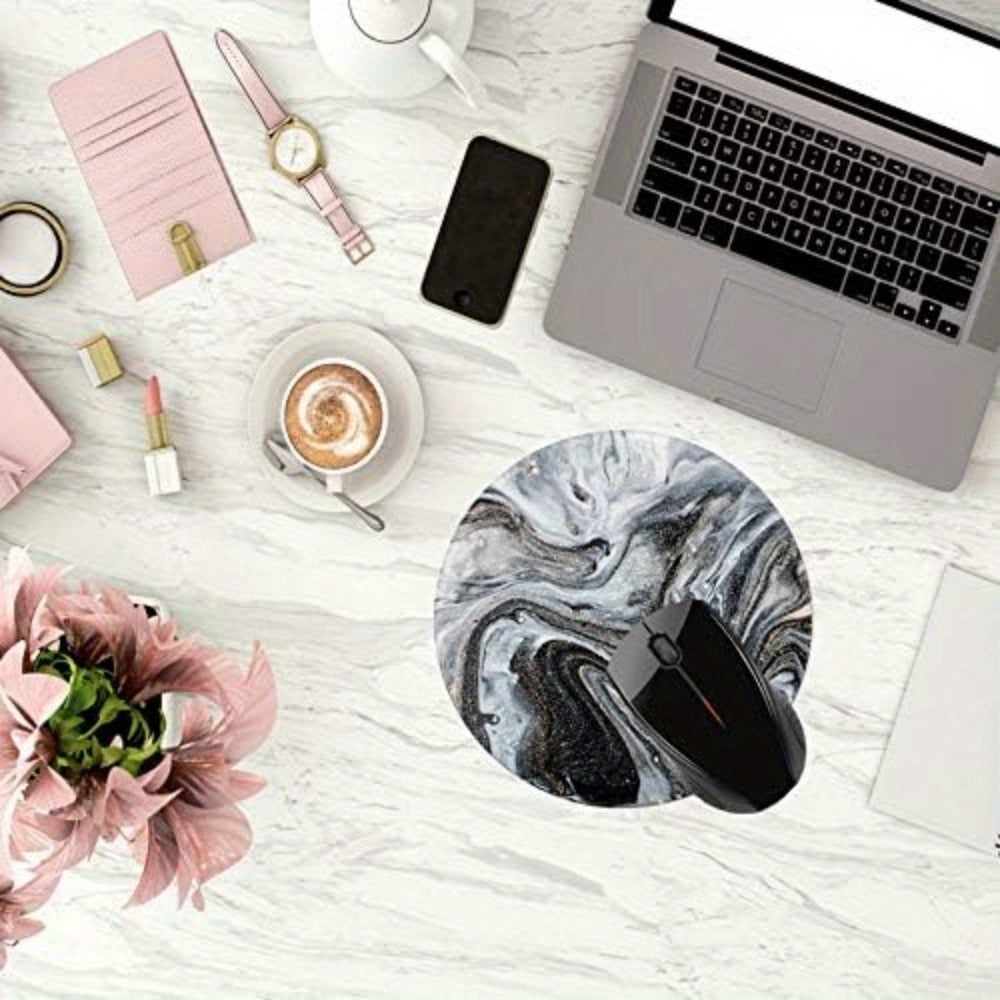 Grey Marble Mouse Pad Anti Slip Rubber Round Mousepads