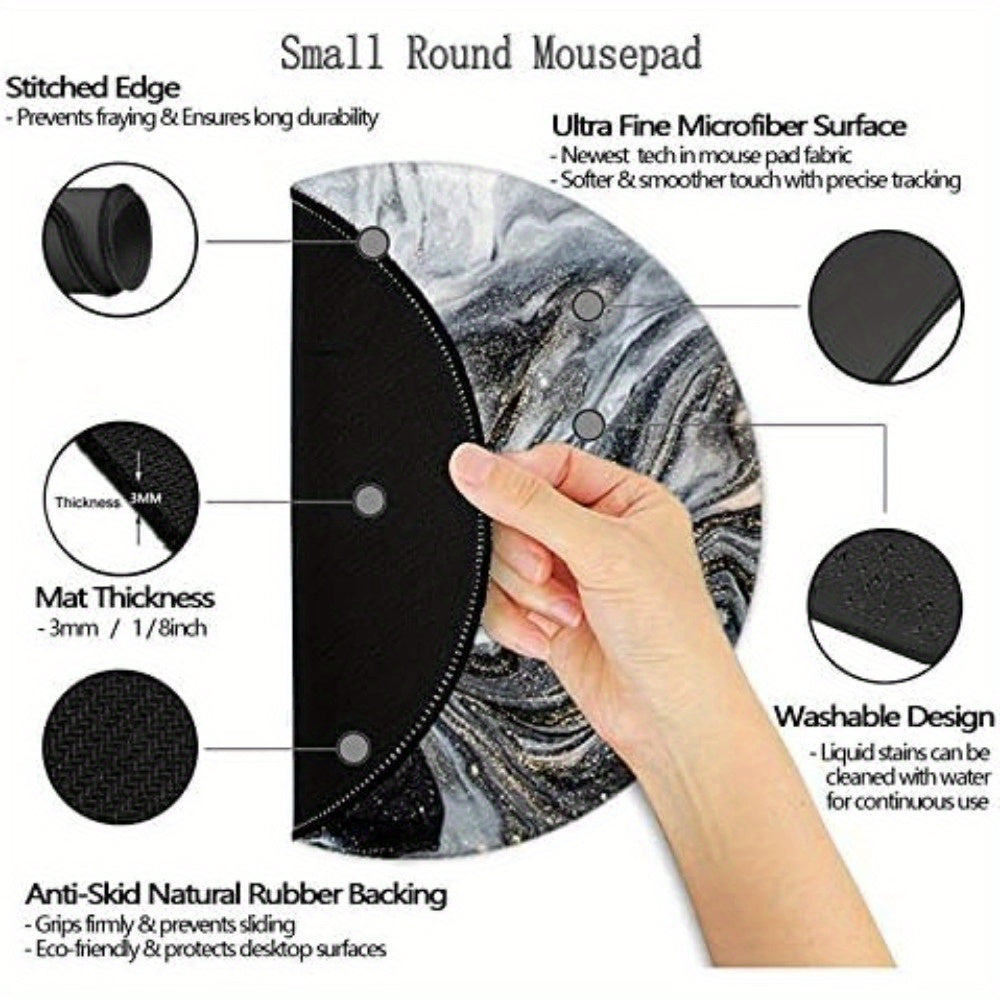 Grey Marble Mouse Pad Anti Slip Rubber Round Mousepads